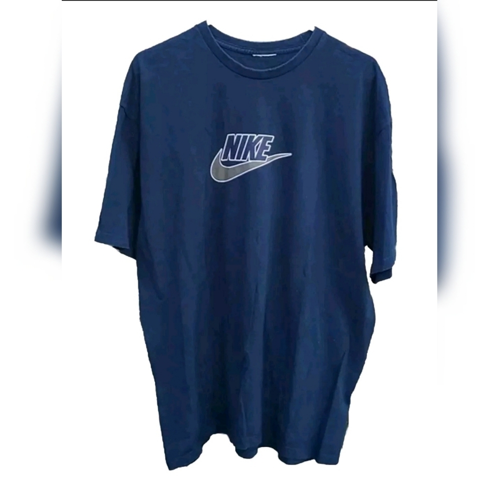 Vintage 90s Nike Tee In Navy Blue and Gray Size XL